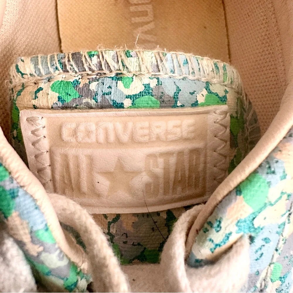 Converse One Star Women's‎ Floral Sneakers Green Blue Canvas Low Top Size 7